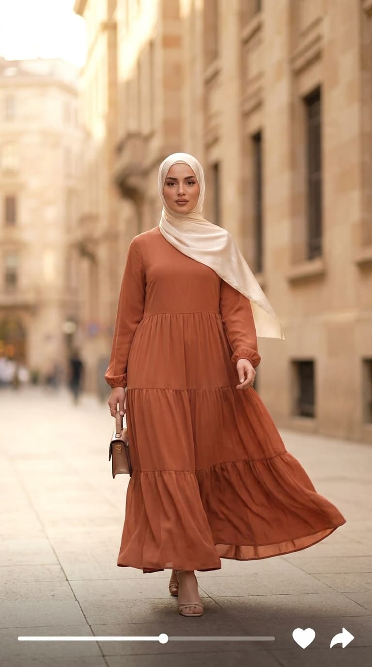 A hijabi outfit reel playing in the app